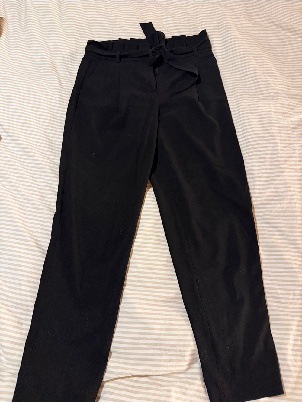 RW&CO. Black Paperbag Waist Trousers with Tie Belt